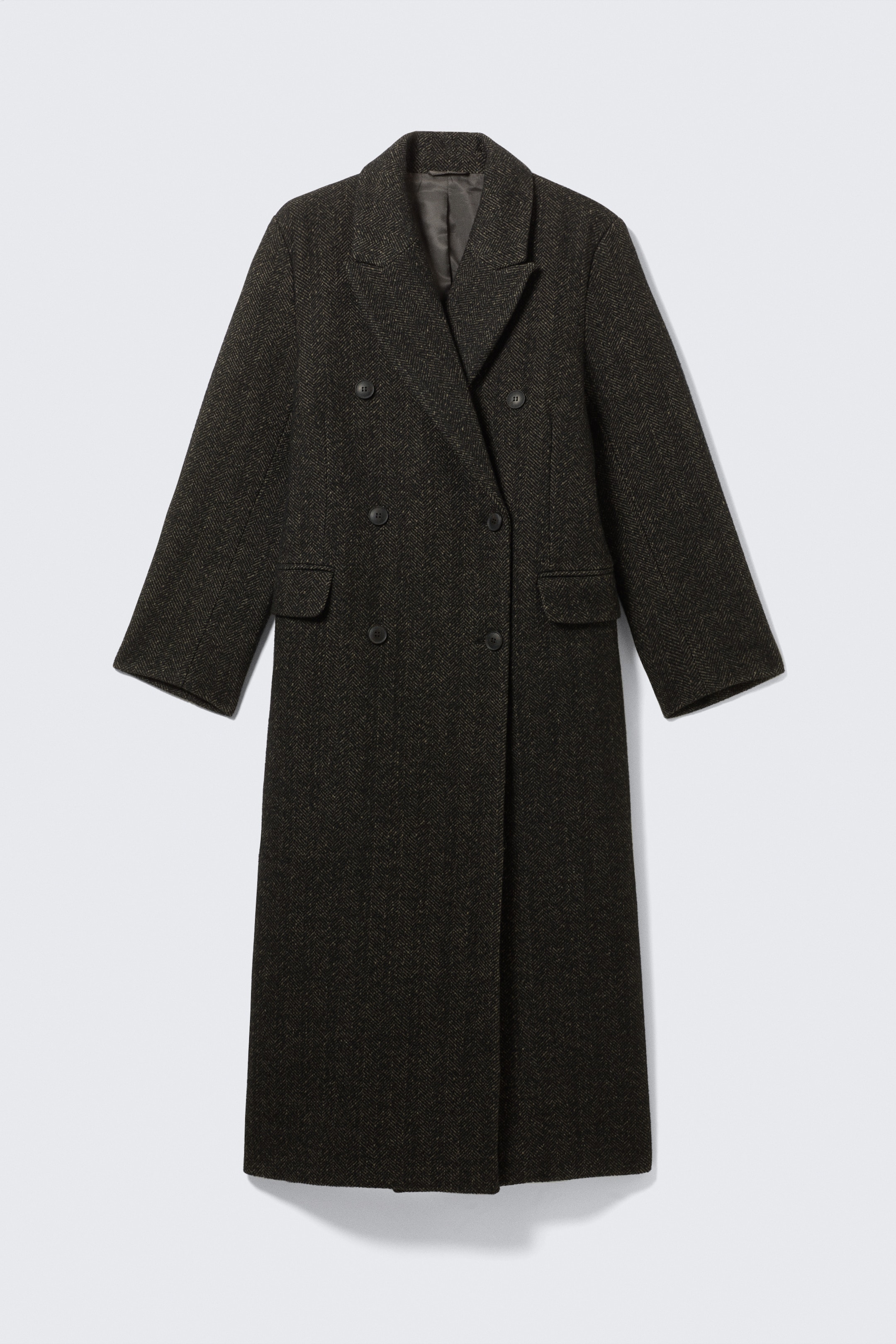 Zobrazit větší obrázek: Oversized Double-Breasted Wool-Blend Coat - Tmavě hnědá - ŽENY | H&M CZ 6