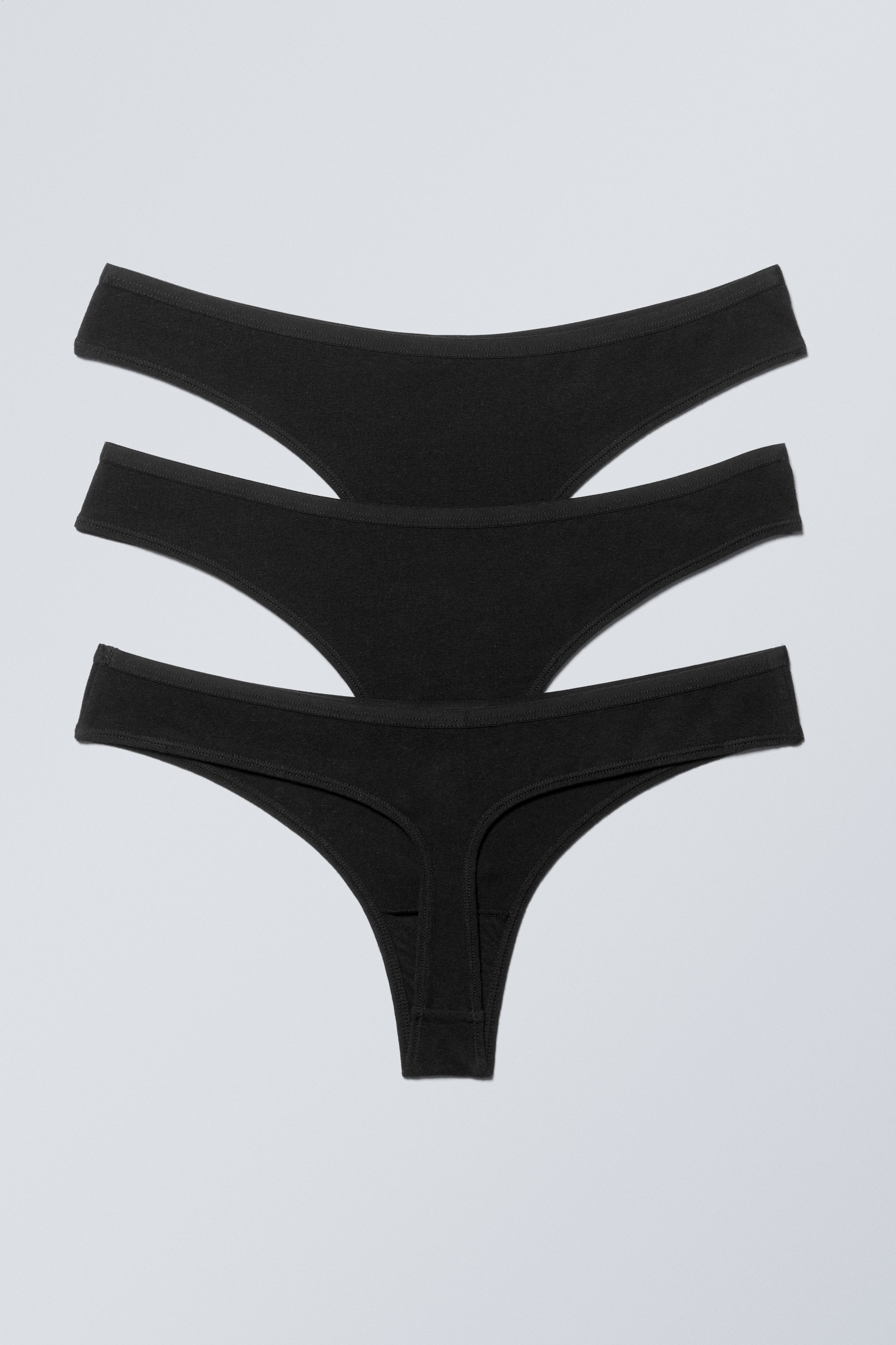 Svart - 3-pack stringtrosor i mjuk bomull - 2