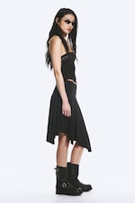 Svart - Mid waist asymmetrisk kjol i jersey - 2