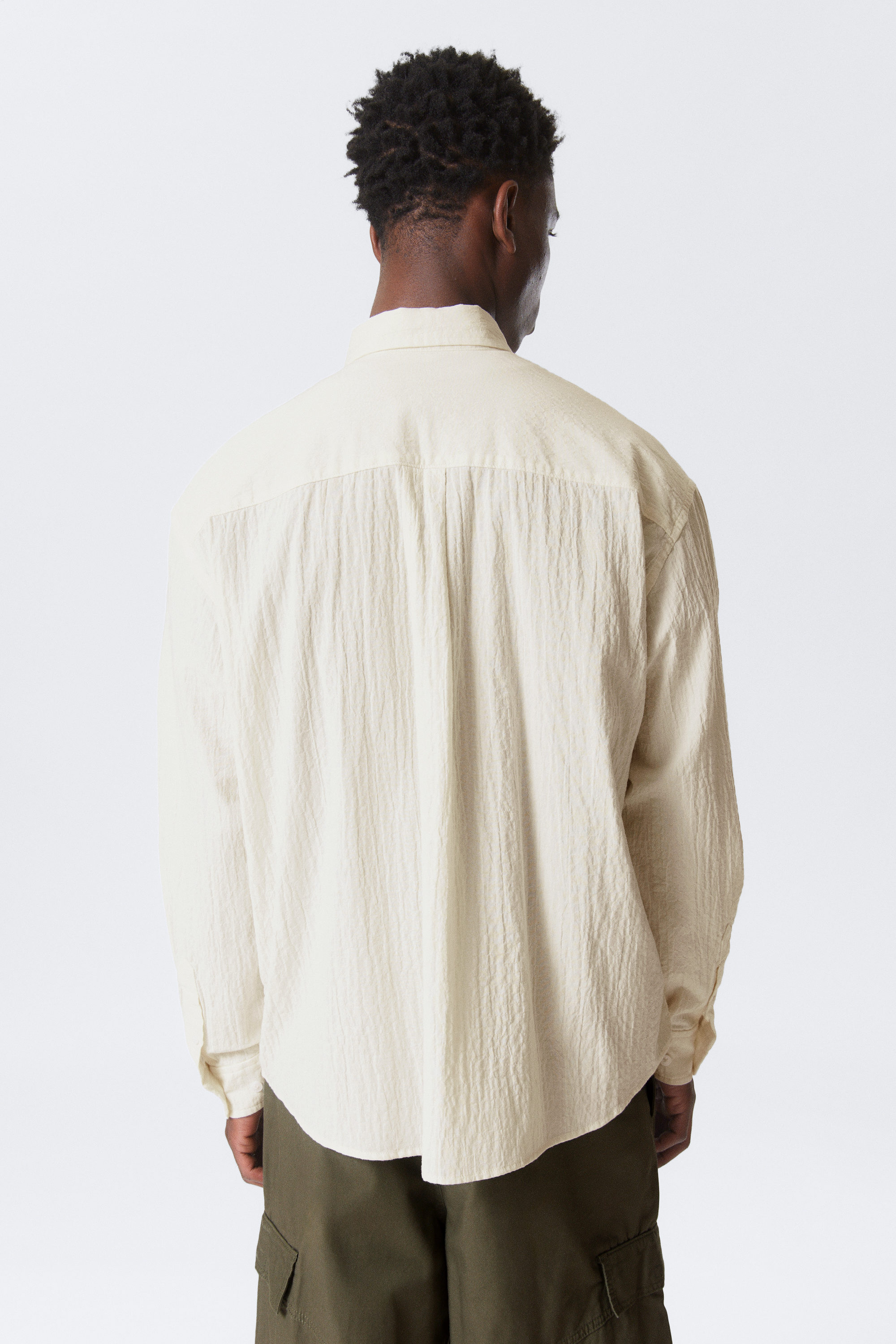 Gebroken wit - Oversized seersucker buttondown overhemd - 3