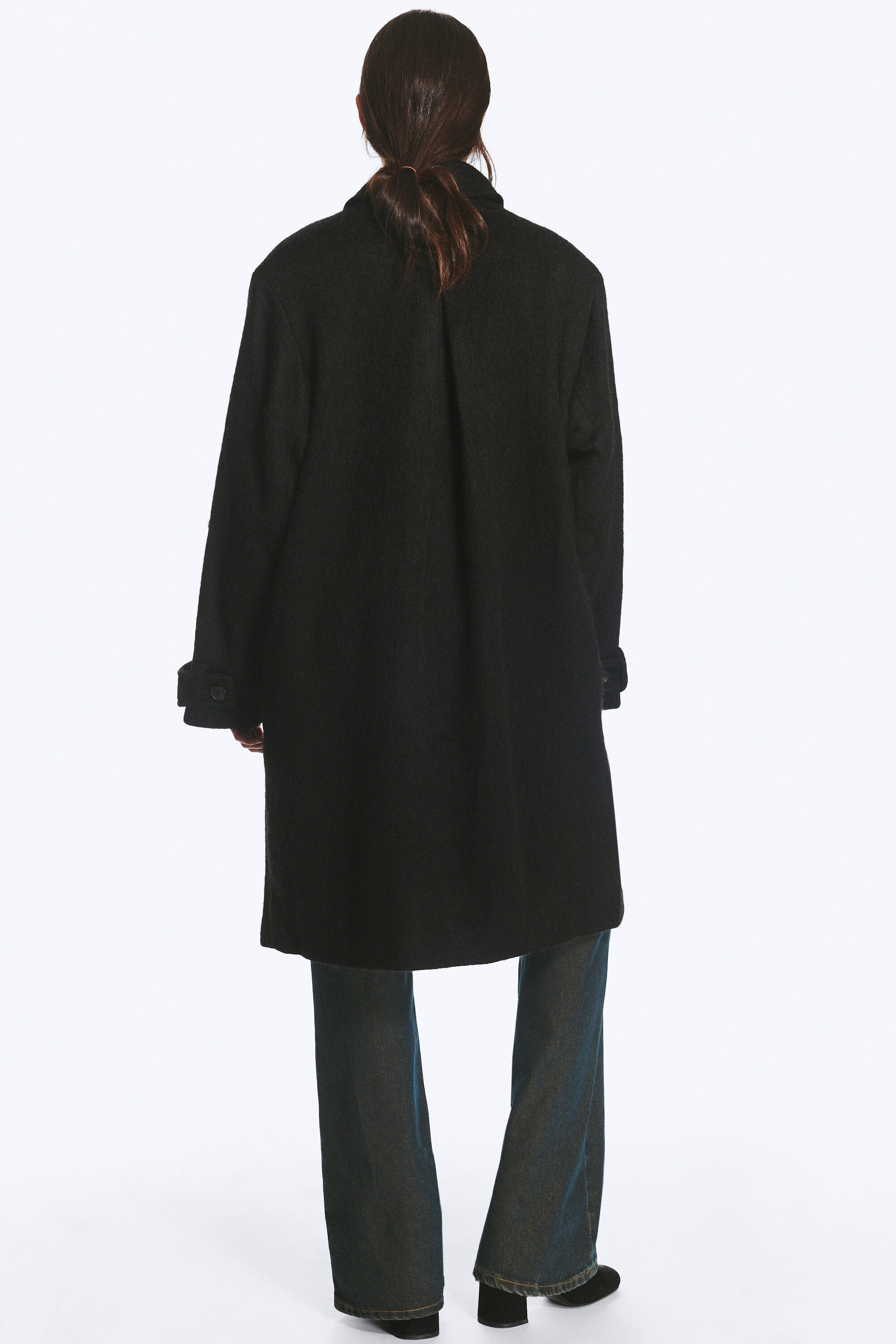 knee-length single-breasted coat - Black | Monki WW