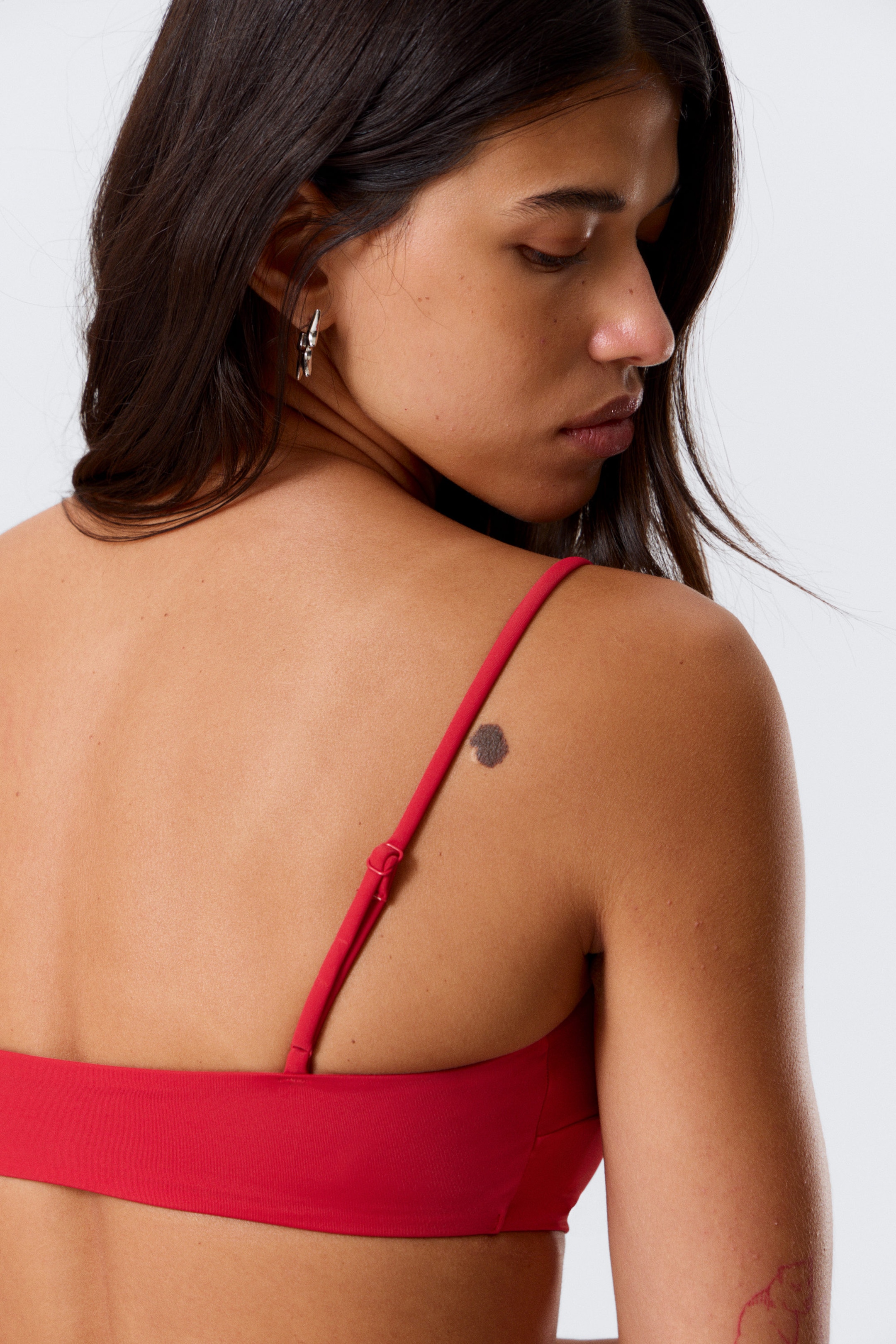 Bright Red - Scoop Neck Bikini Top - 2