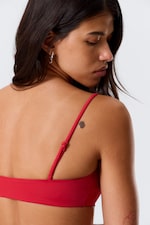 Bright Red - Scoop Neck Bikini Top - 1