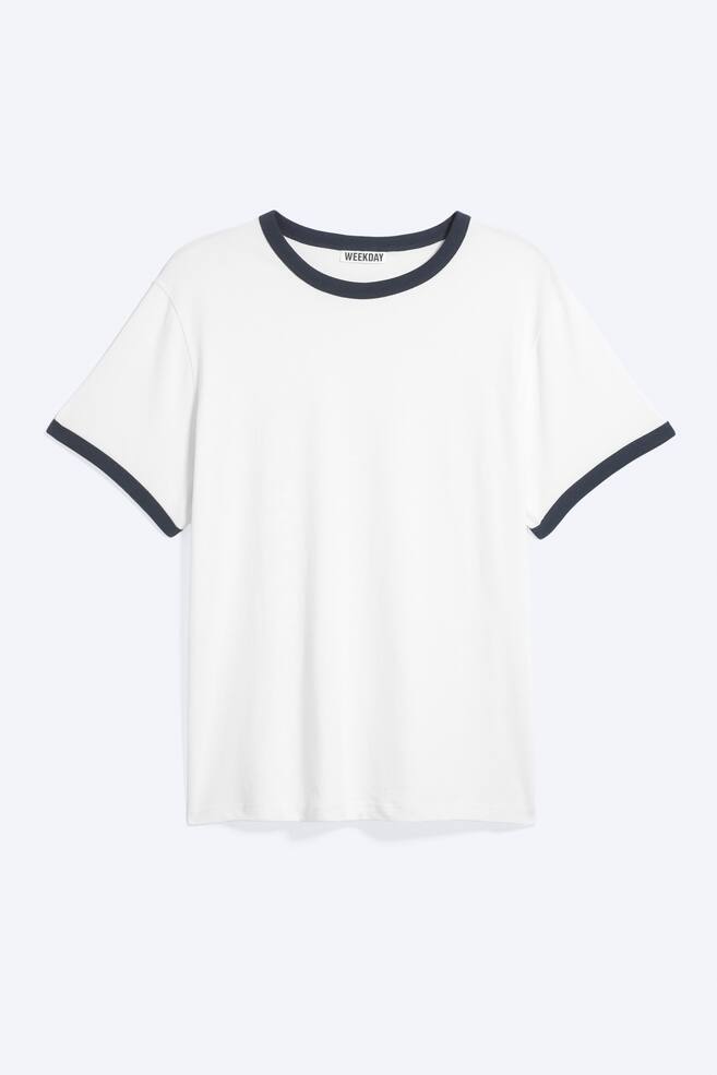 Camiseta de algodón con ribetes en contraste - White - Blue Binding/Blanco - Ribete Verde/Blanco - Ribete Rojo/Blanco/Óxido/Azul oscuro - ribete azul claro - 1