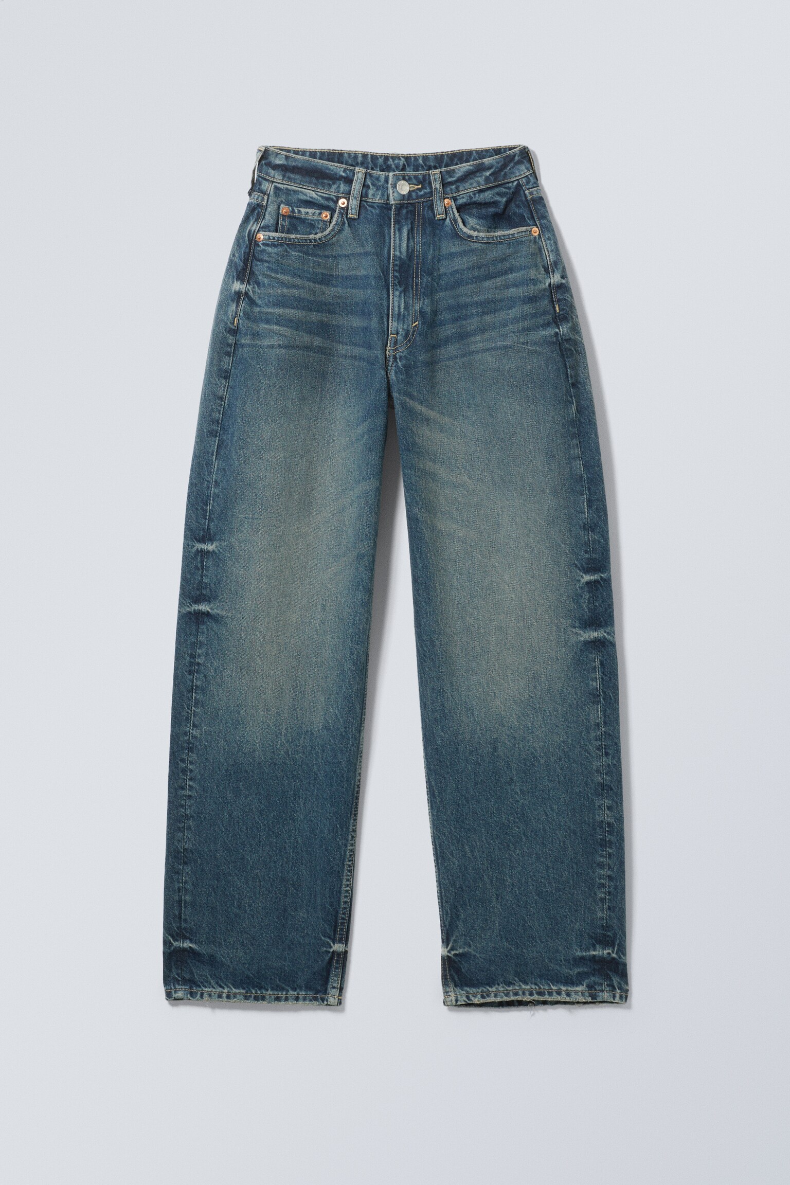 Halo Curve High Waist Regular Wide Leg Jeans - Moss Blue - Mörkblå/Black Rinse - Svart/Morning Blue - Mörkblå