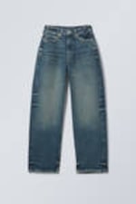 Moss Blue - Mörkblå - Halo Curve High Waist Regular Wide Leg Jeans - 5
