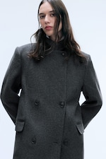 Dark Grey Melange - LOGAN DOUBLE-BREASTED WOOL-BLEND COAT - 0