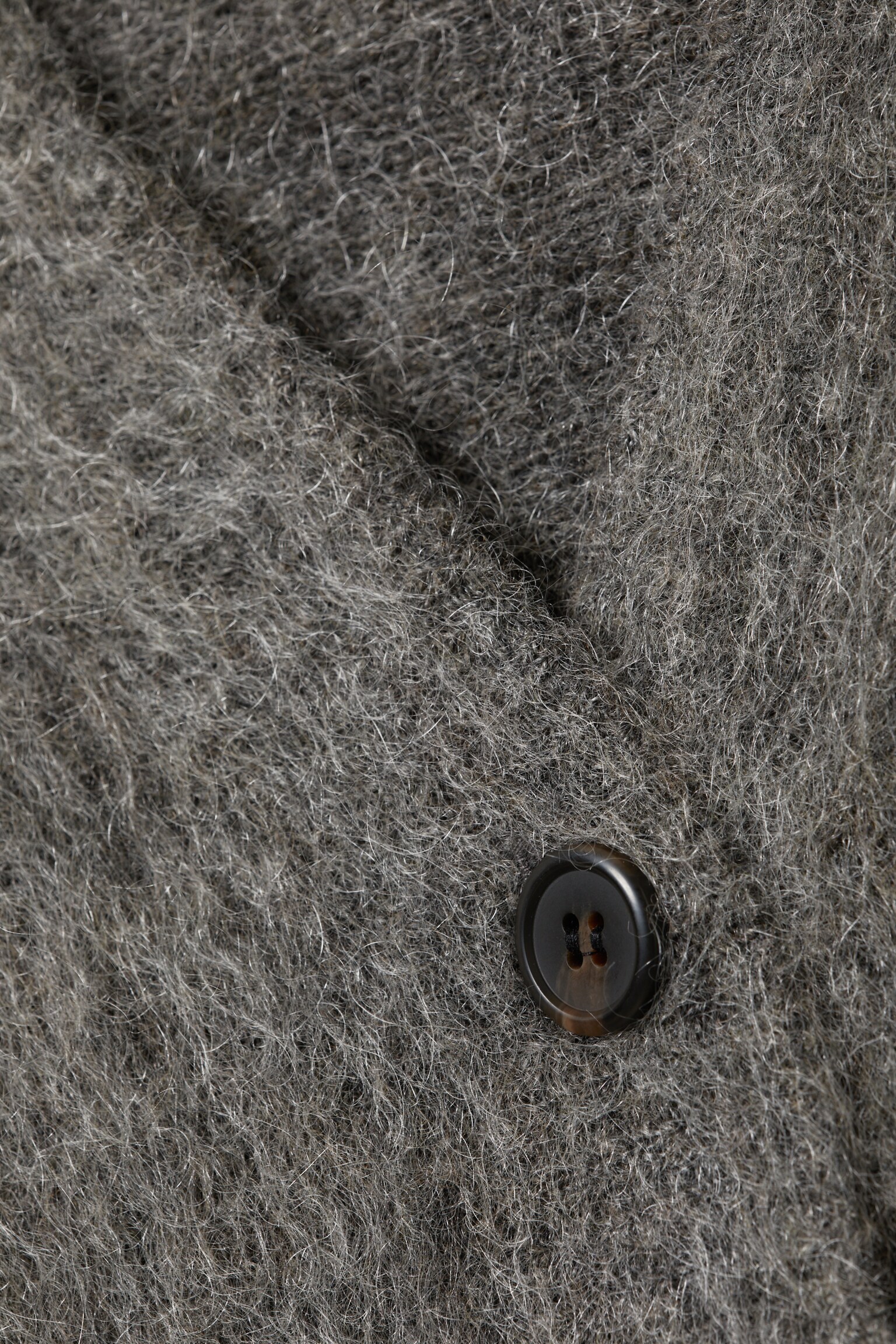 Loose Fit Mohair Blend V-Neck Cardigan - Dark Grey - 4