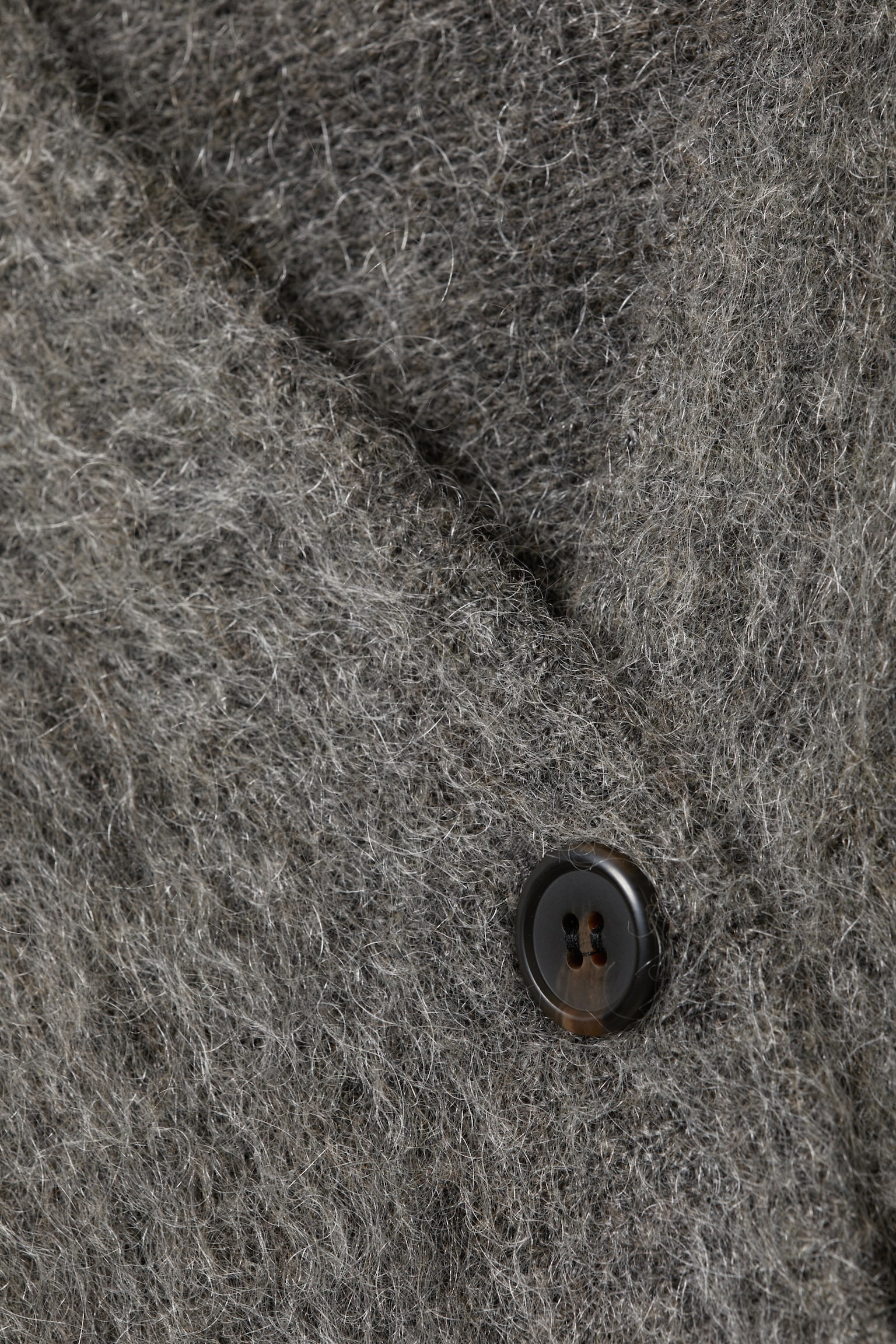 Loose Fit Mohair Blend V-Neck Cardigan - Dark Grey/Dark Green - 5