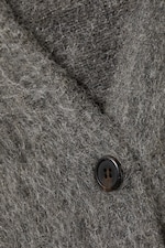 Dark Grey - Loose Fit Mohair Blend V-Neck Cardigan - 5