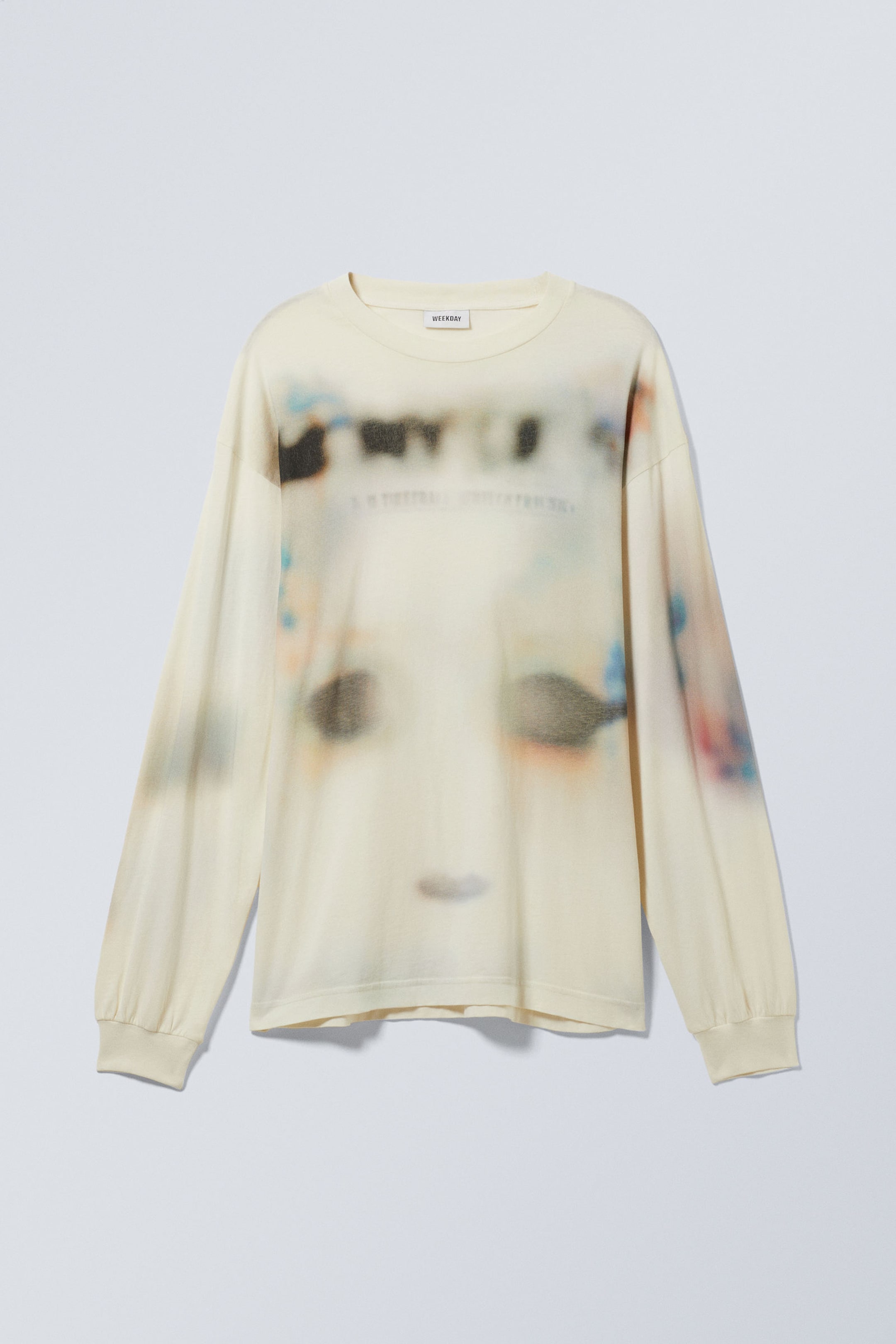 Staubiges Weiß - Graphic Longsleeve in Oversized-Passform - 0