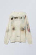 Staubiges Weiß - Graphic Longsleeve in Oversized-Passform - 0