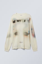 Dusty White - Graphic Oversized Long Sleeve T-shirt - 0