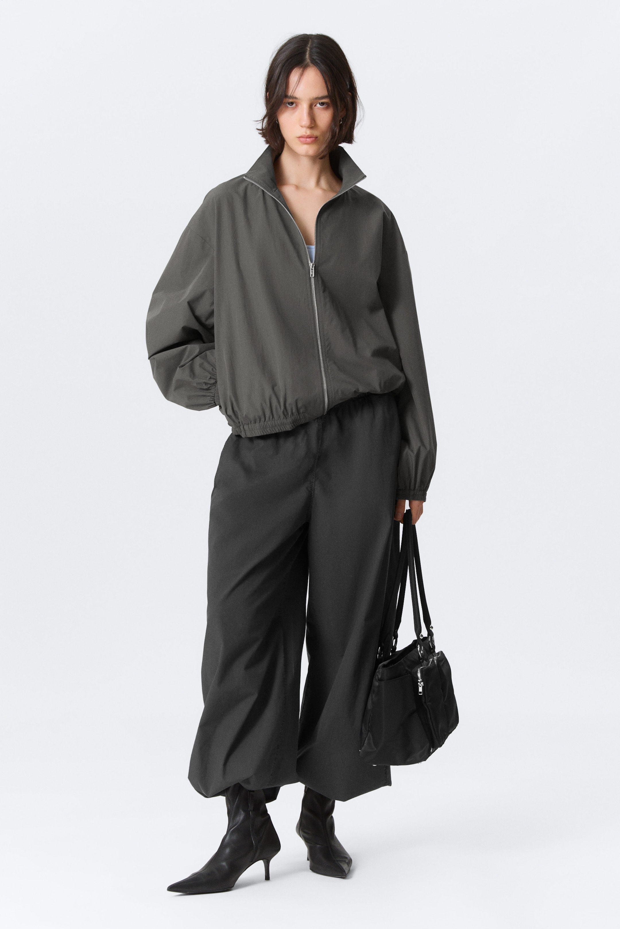 Dark Grey - Oversized Track Jacket - 1