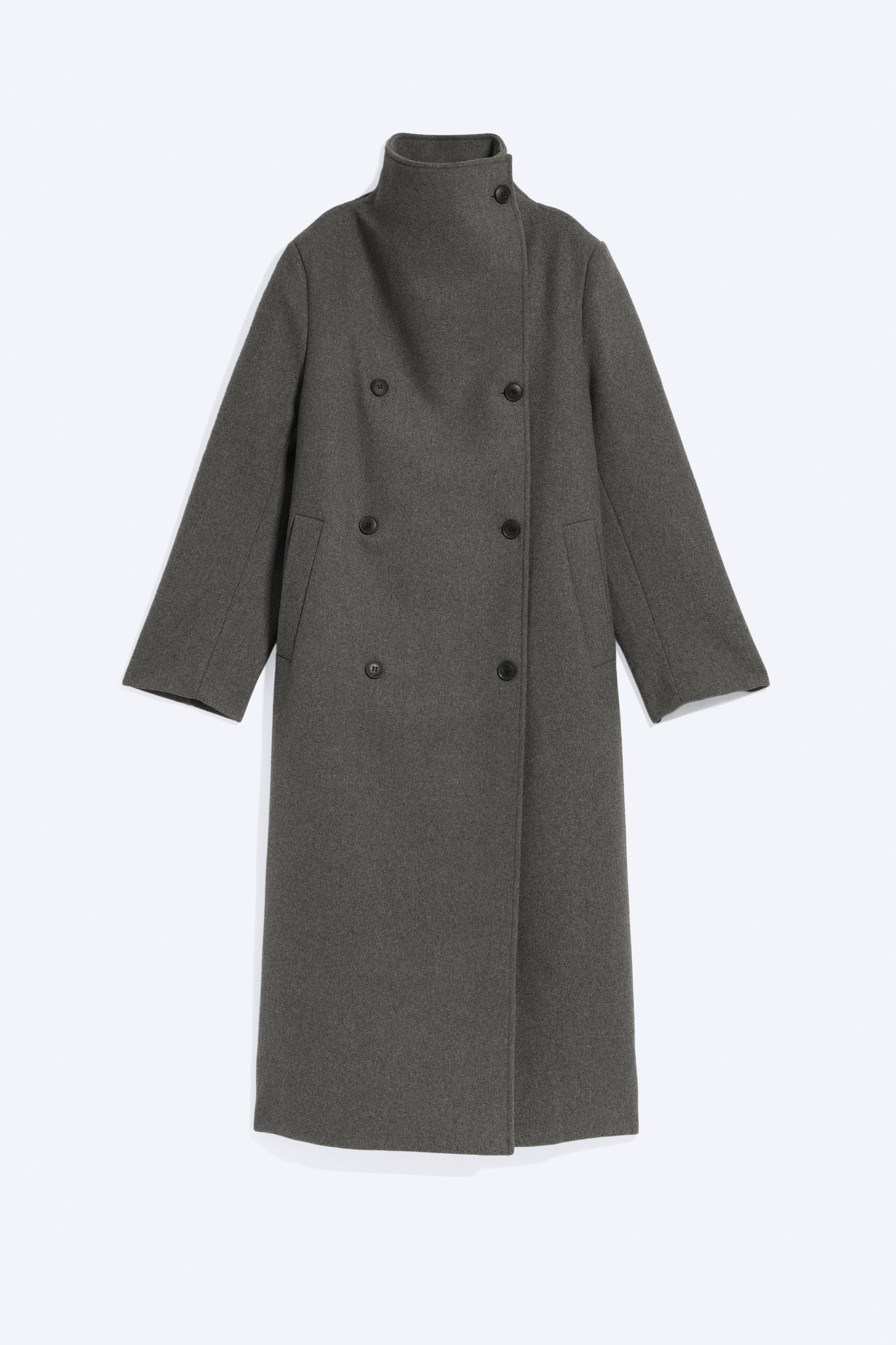 Oversized Wollmix-Mantel mit Stehkragen - Dark Grey Melange