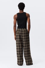 Checked Dark Brown - Relaxed Flannel Pyjama Trousers - 4