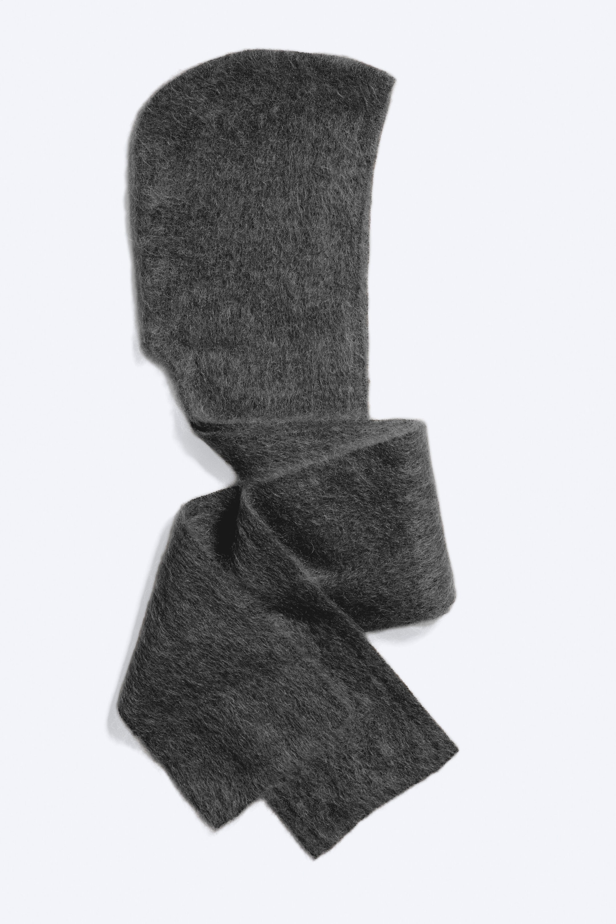 Dark Grey Melange - Mohair-Blend Hooded Scarf - 2