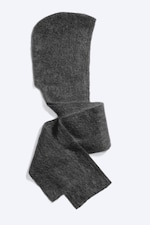 Dark Grey Melange - Mohair-Blend Hooded Scarf - 1