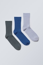 Lilac Accent Mix - 3er-Pack gerippte Crew-Socken - 0