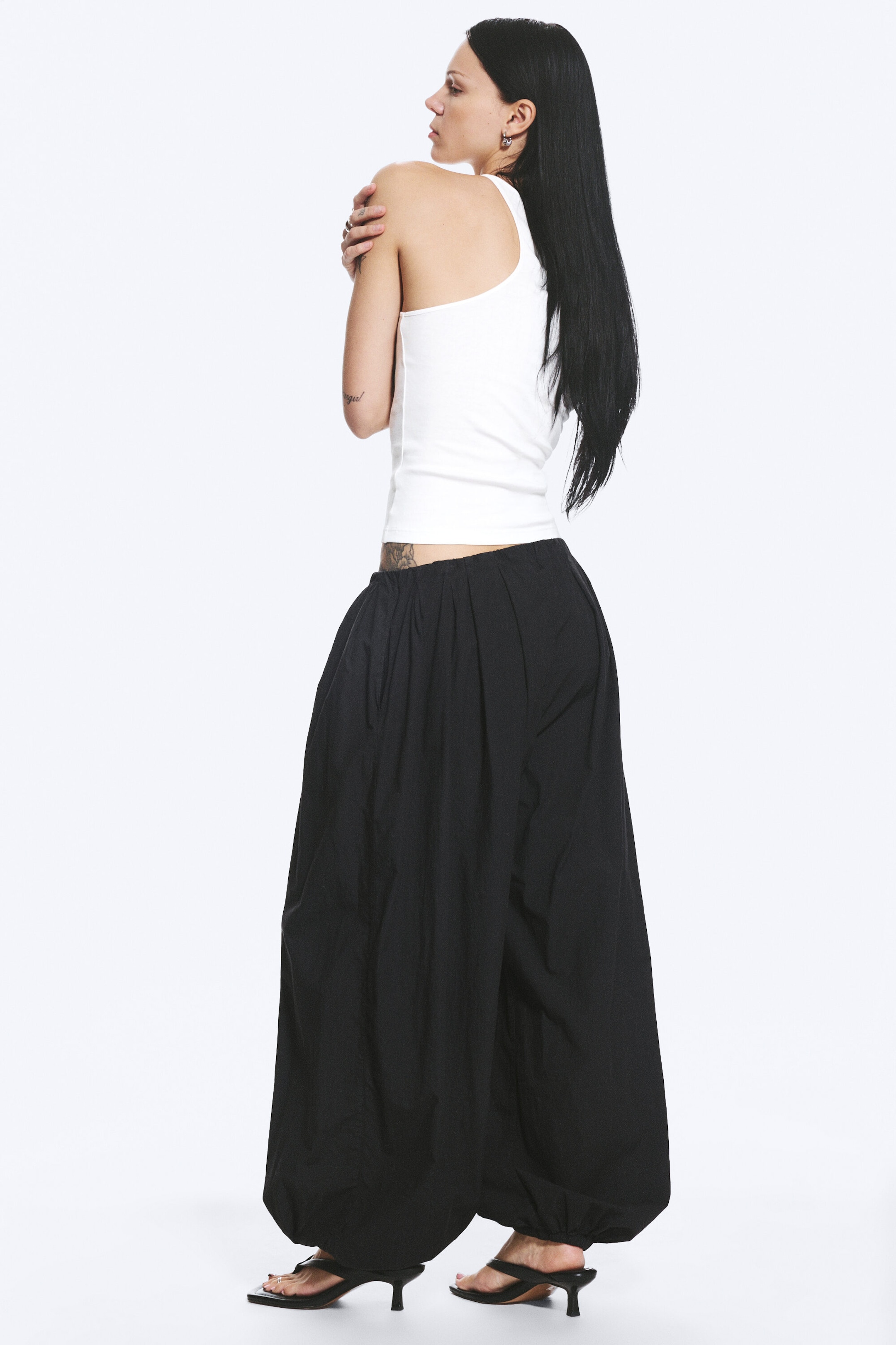 Schwarz - Ballonhose aus Baumwolle - 3