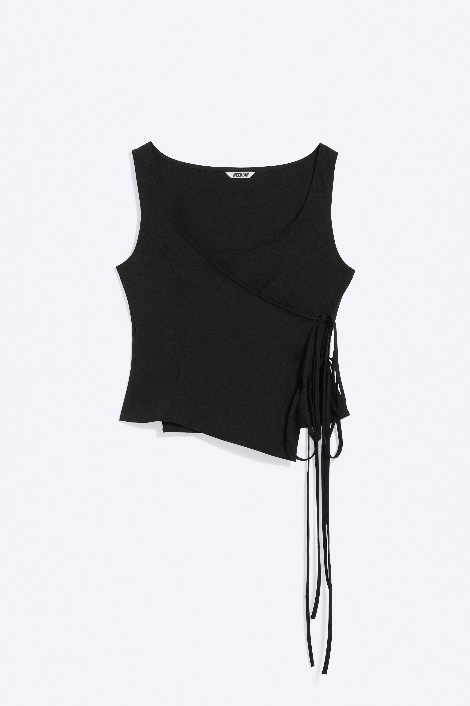 Asymetrický top s překříženými ramínky - Černá/Tmavě Hnědošedá/tmavě šedý melír