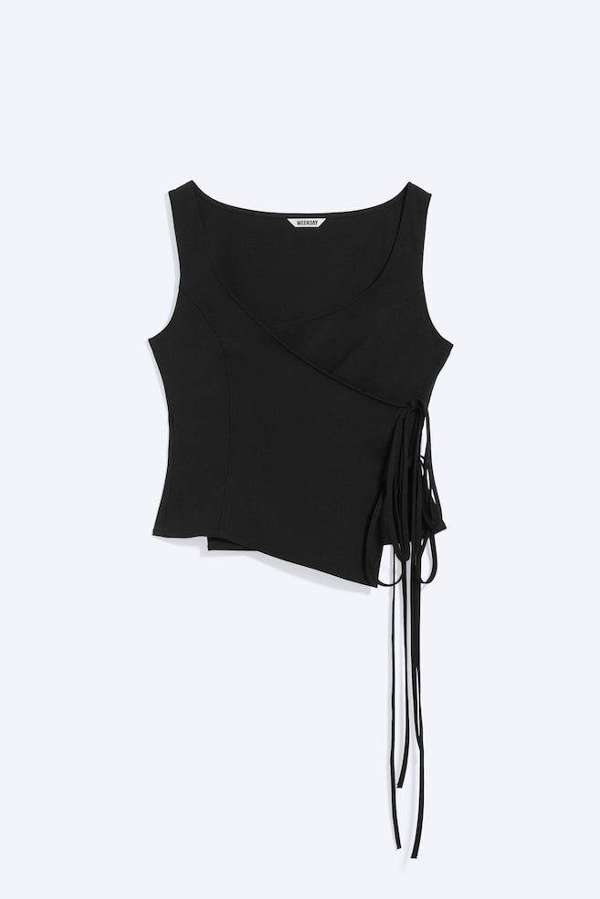 Top con spalline e scollo a V - Nero - 1