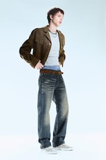 Steel Blue - Medium Blue - Anti Unisex Low Waist Regular Straight Jeans - 3