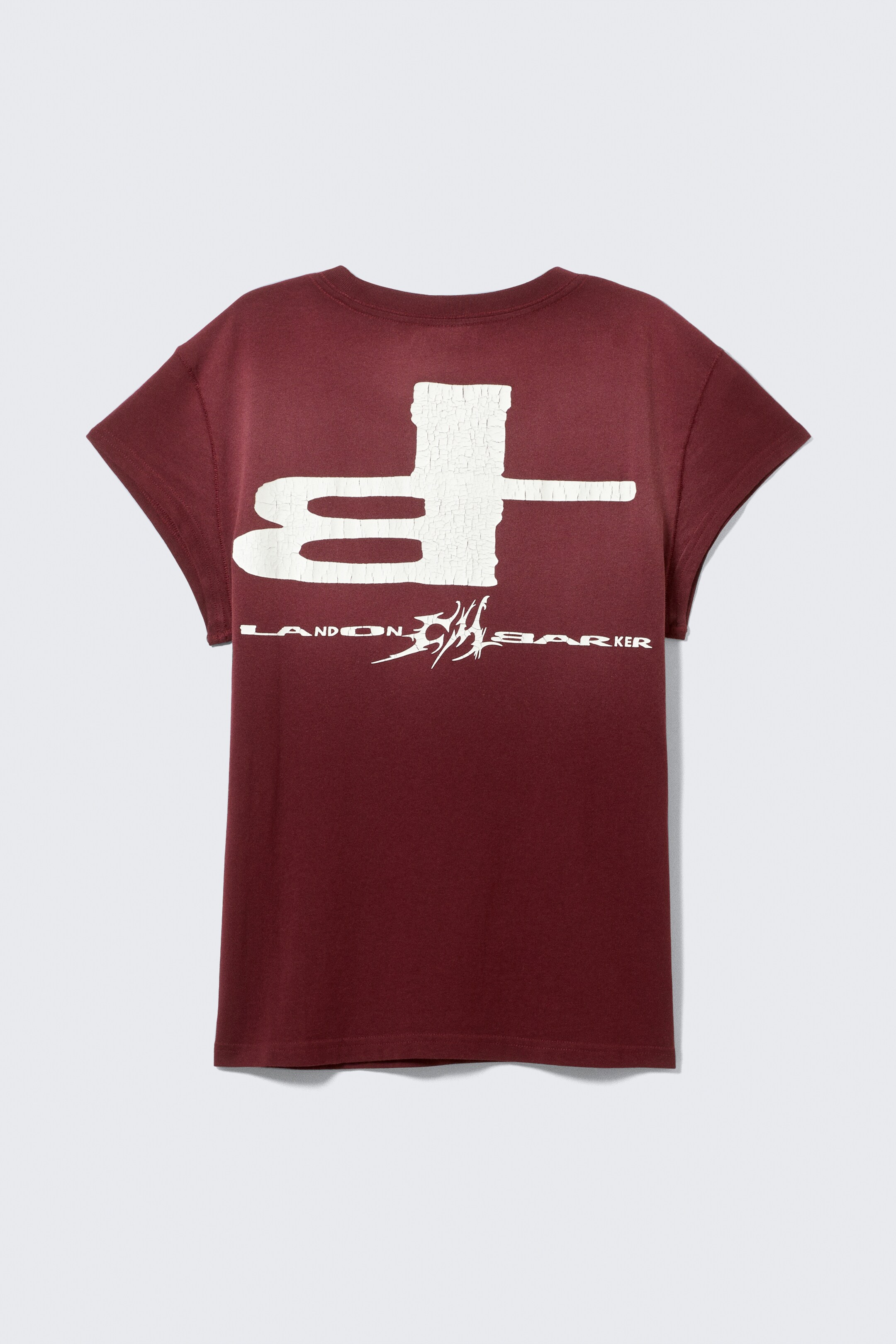 Ver imagem maior: T-shirt unissexo de manga curta justa CM x LB - Vermelho desbotado pelo sol - SENHORA | H&M PT 1