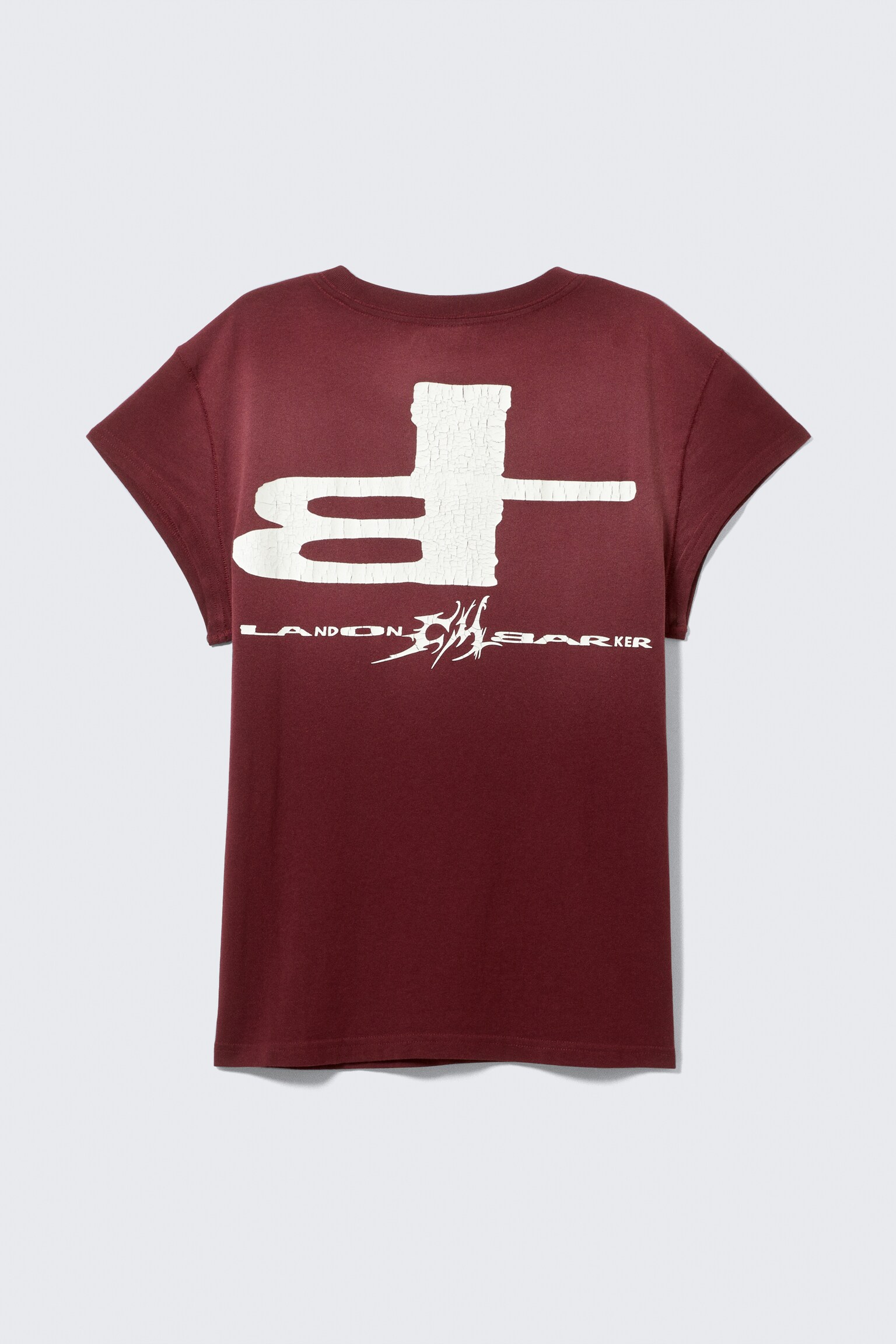 T-shirt unisex CM x LB aderente a maniche corte - Rosso scuro effetto sbiadito