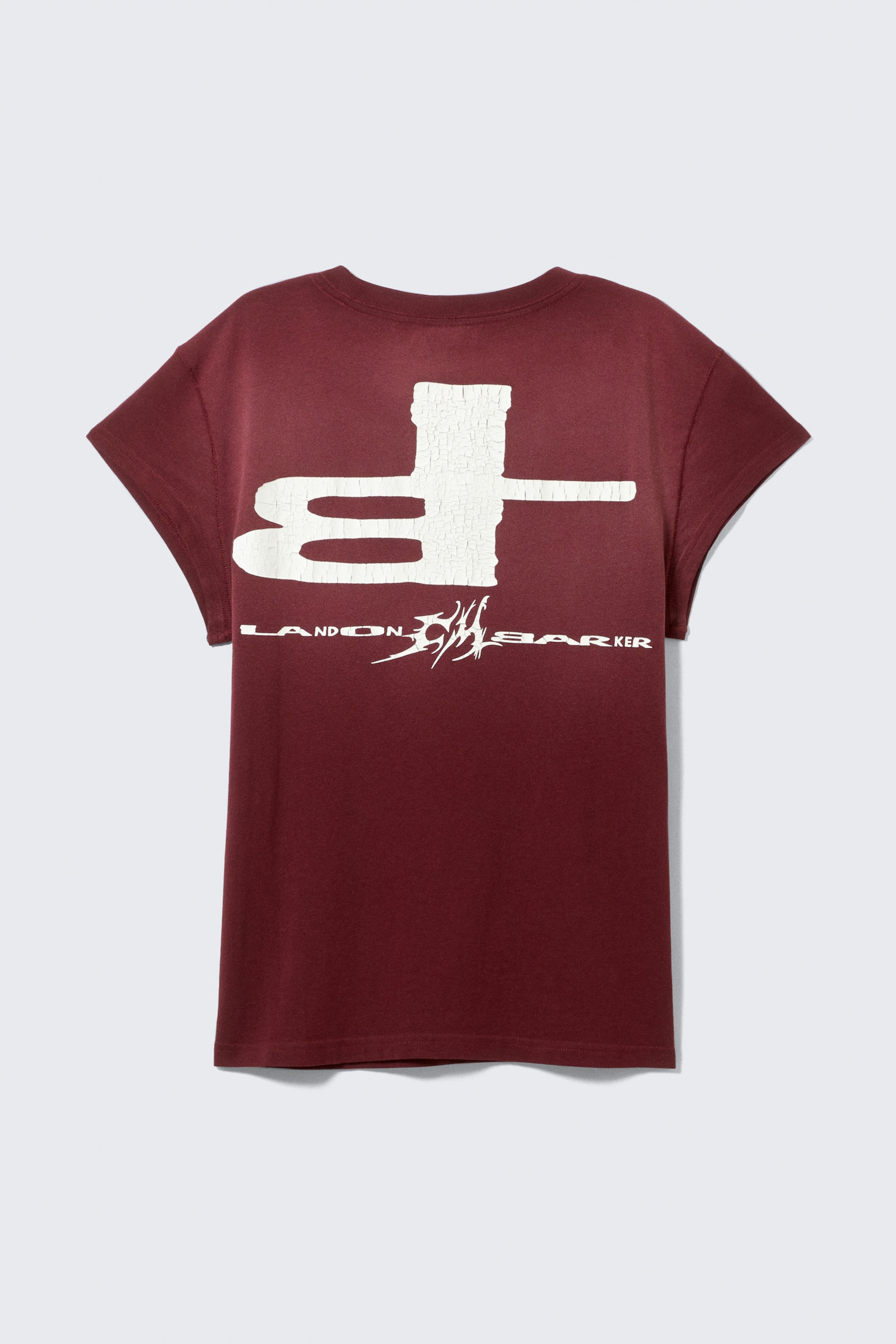 Zonverbleekt donkerrood - CM x LB uniseks T-shirt met korte mouwen - 7