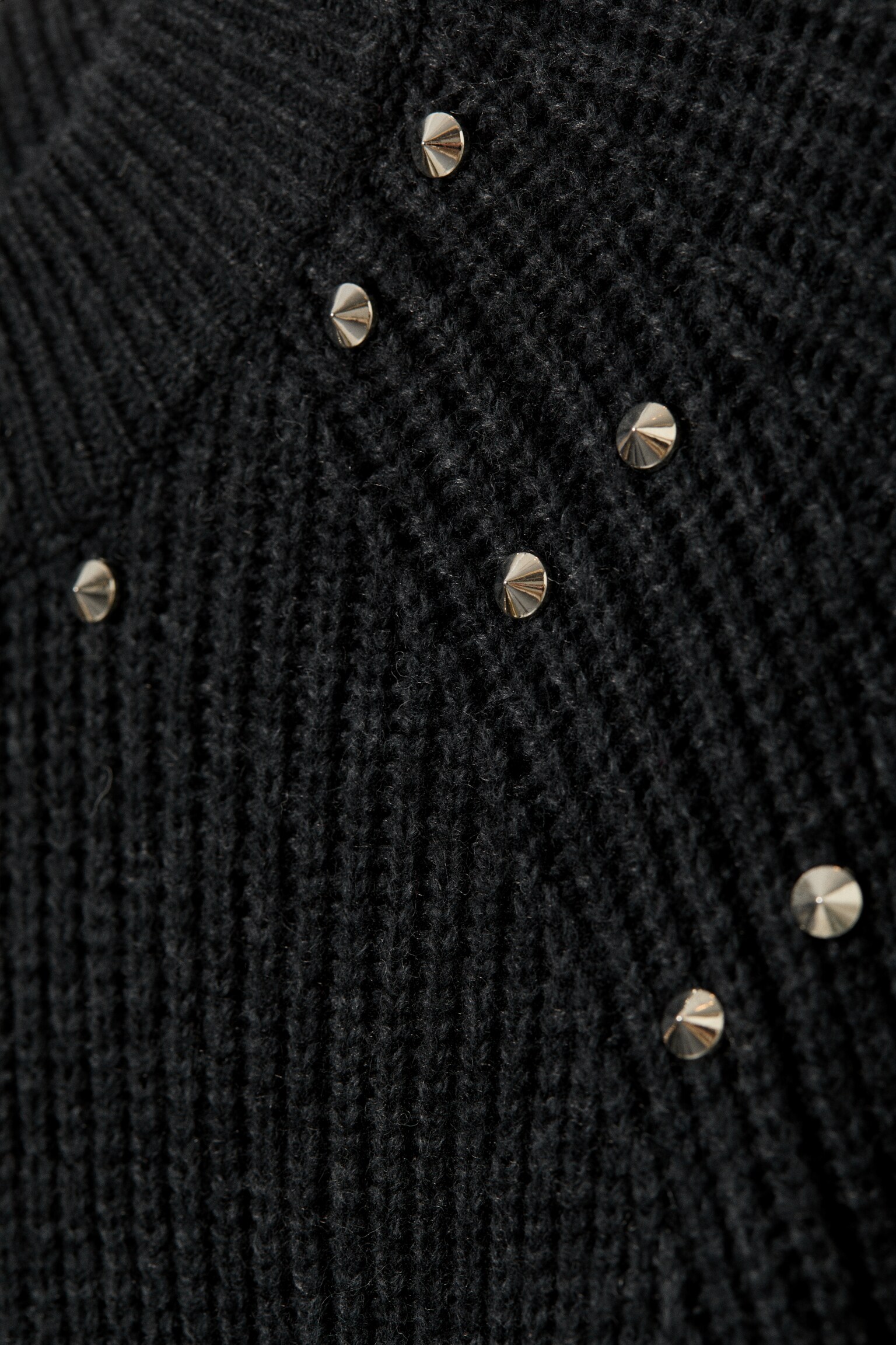 Relaxed Knitted Wool-Blend Sweater with Studs - Black - Studs - 3
