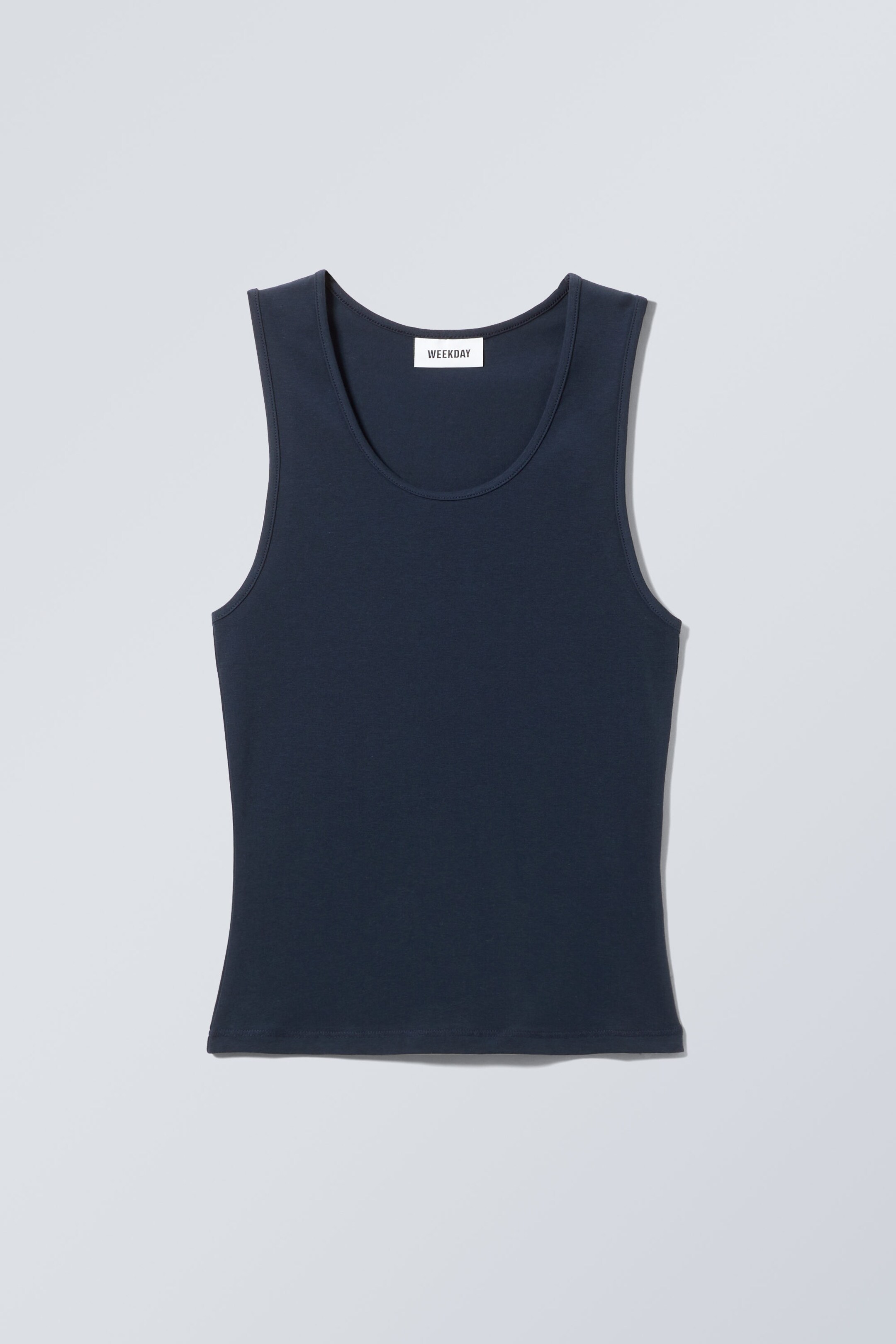 Dark Blue - Smooth Fitted Tank Top - 0