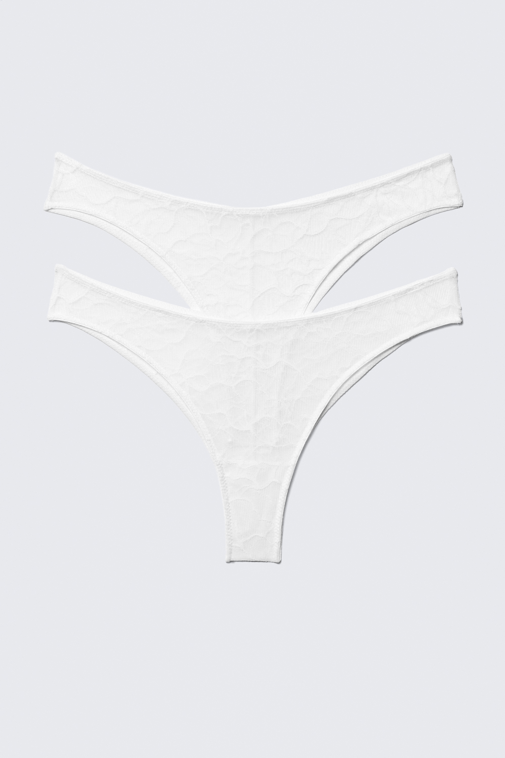 Pack de 2 braguitas brasileñas de encaje Swirly - Blanco