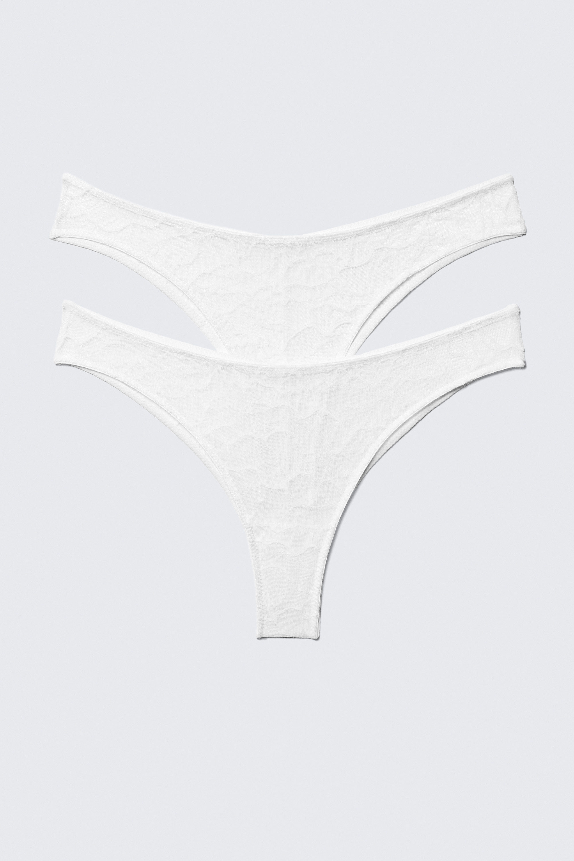 White - 2-pack swirly brazilian-trosor i spets - 1