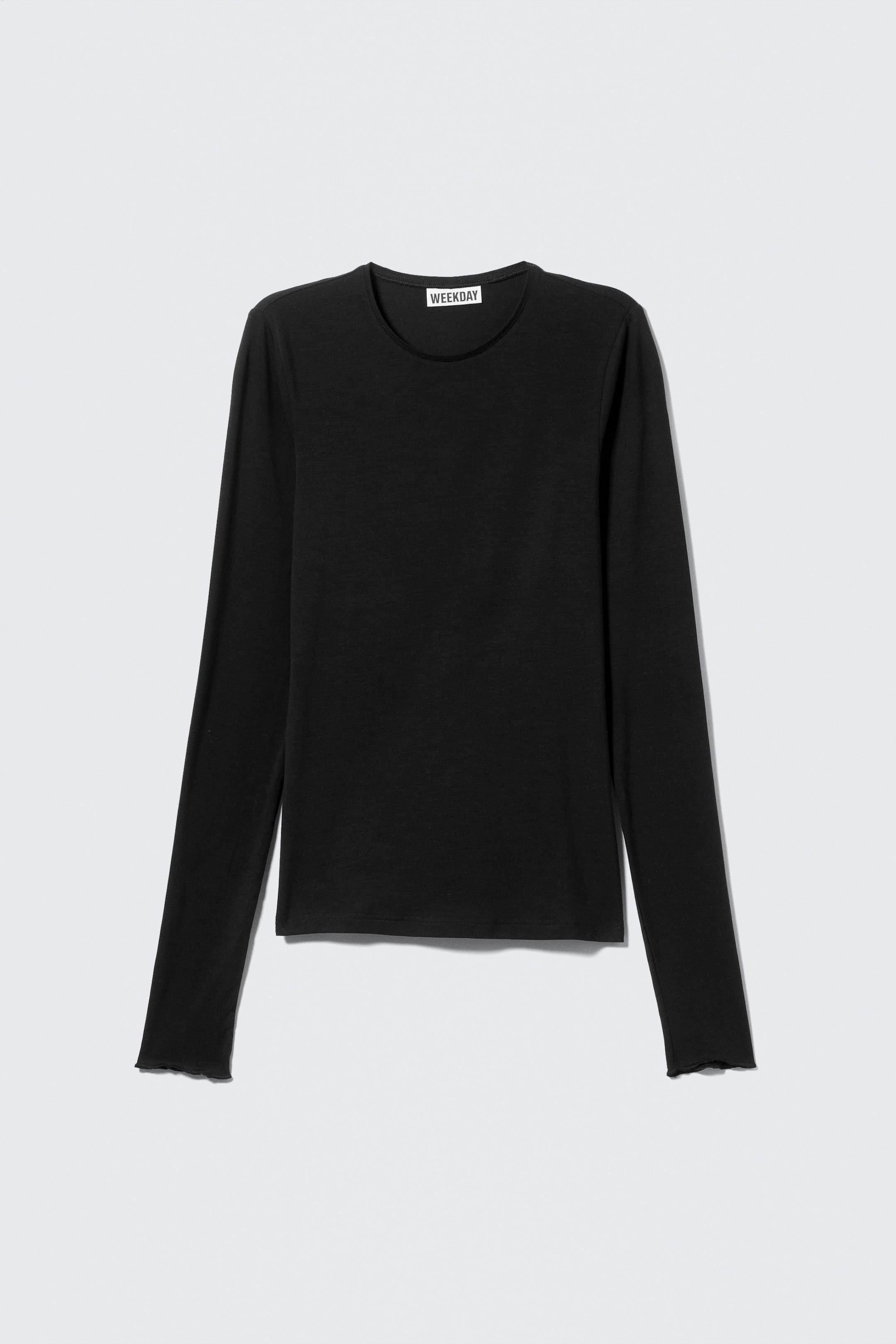 Schwarz - Longsleeve-Top aus Lyocell mit schmaler Passform - 1