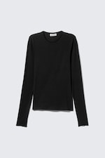 Schwarz - Longsleeve-Top aus Lyocell mit schmaler Passform - 0