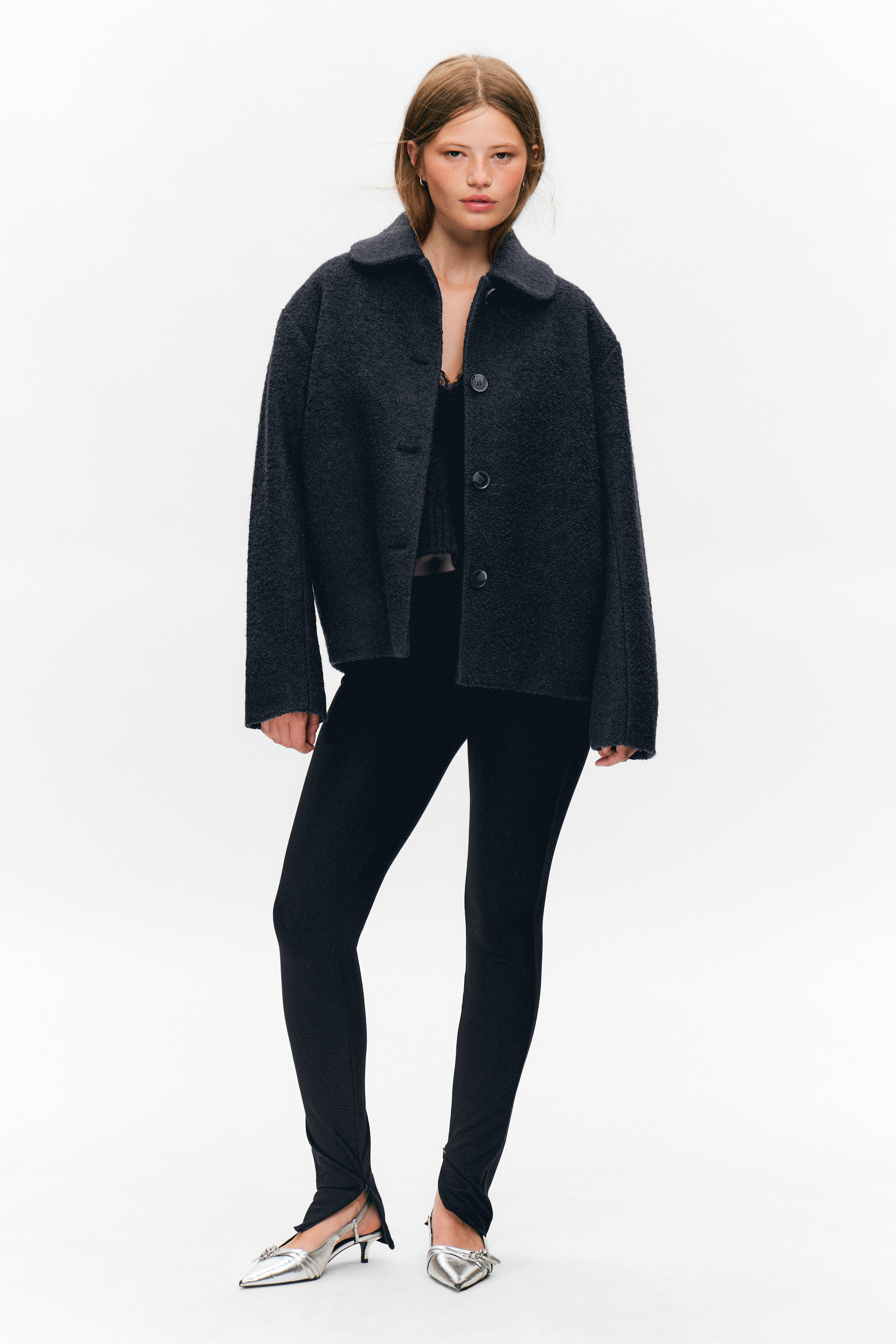 Navy Blue - Single-breasted Wool Blend Jacket - 2