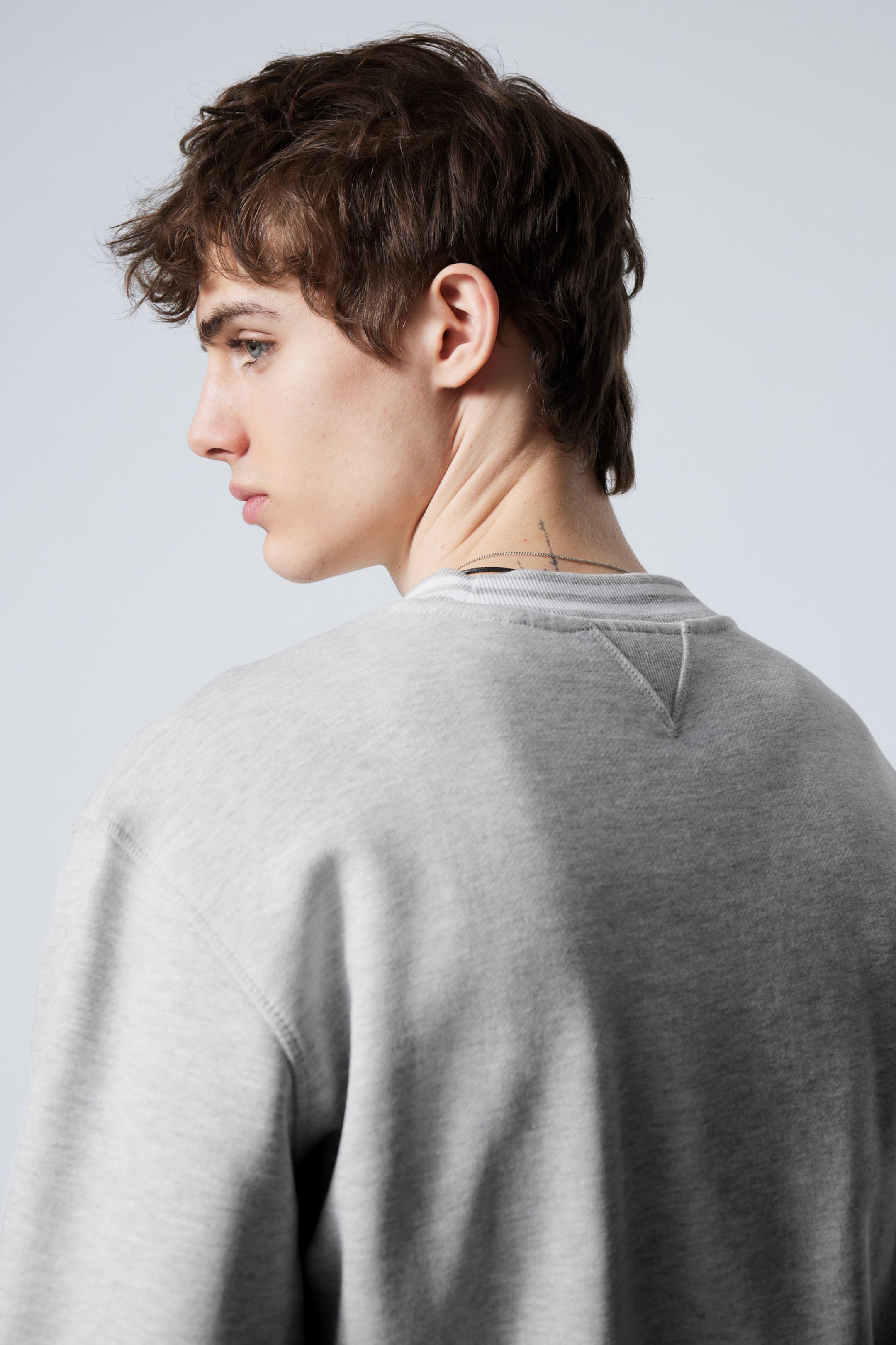 Grau meliert - Cropped Sweatshirt aus Baumwoll-Fleece - 2
