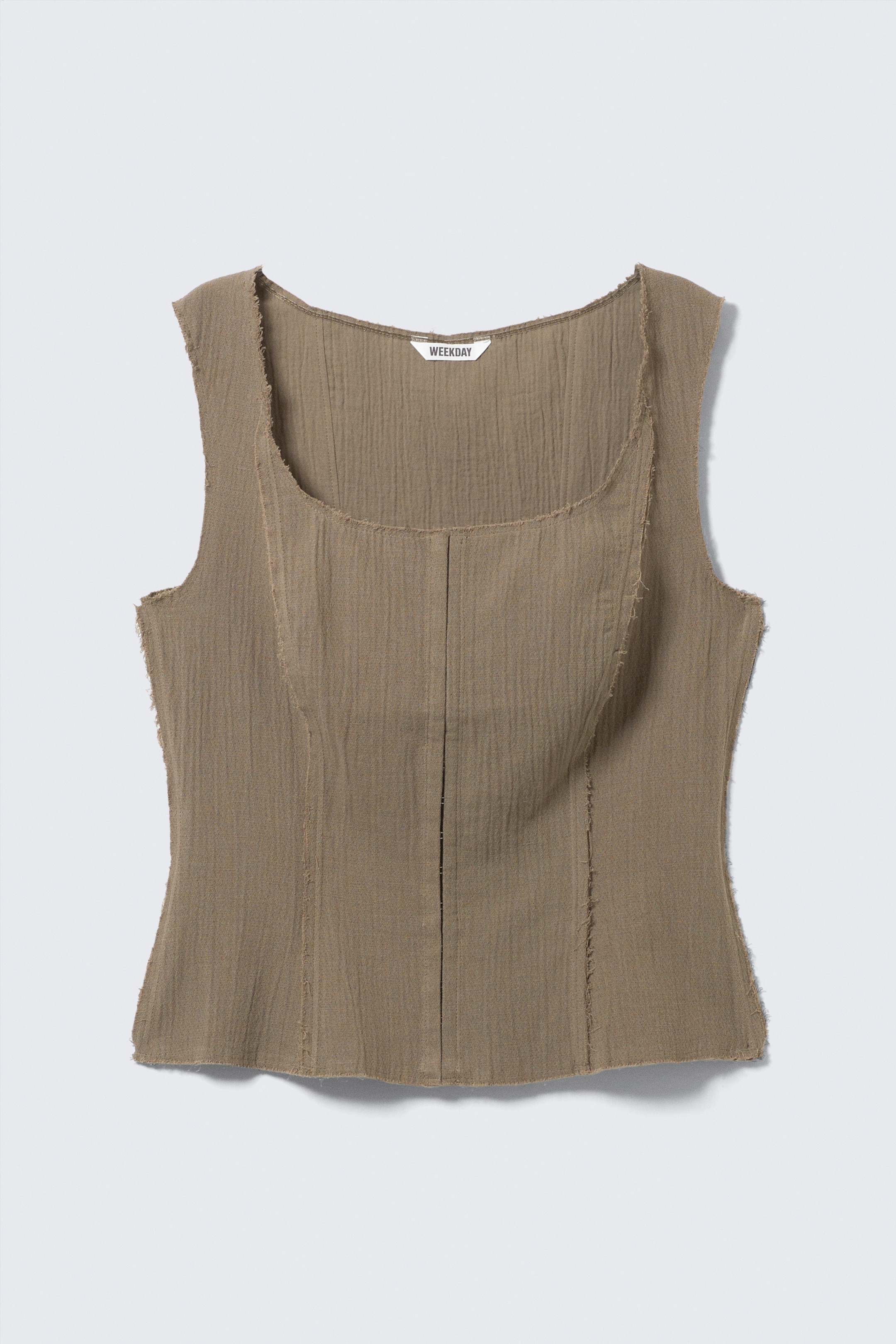 Ingrandisci l'immagine: Square Neck Twill Corset Top - Dark Mole - DONNA | H&M CH 5