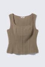 Dark Mole - Square Neck Twill Corset Top - 0