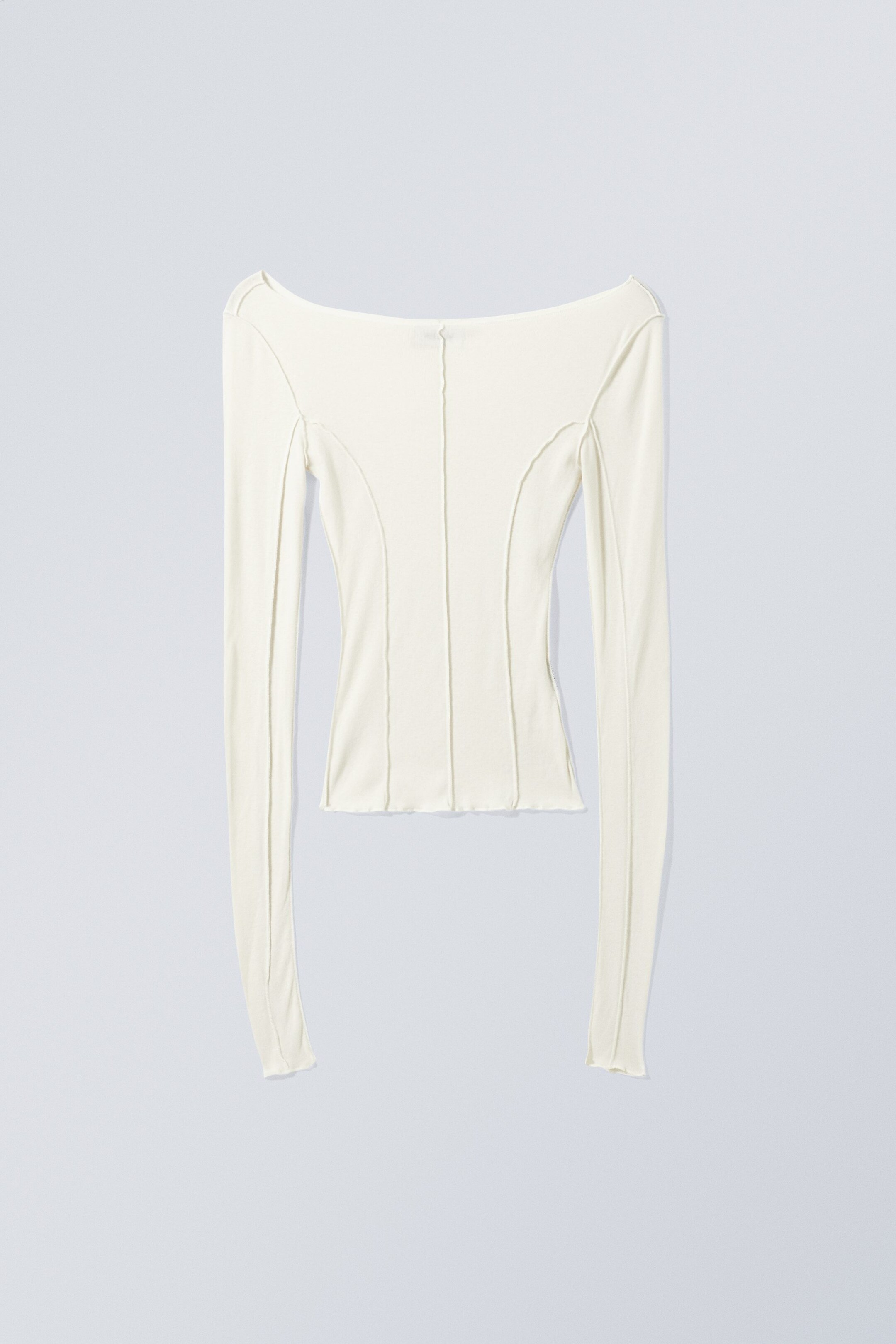 Cremeweiß - Langarmshirt Turn mit Nahtdetails - 0