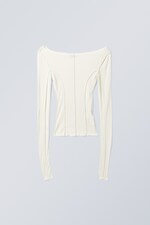 Cremeweiß - Langarmshirt Turn mit Nahtdetails - 0