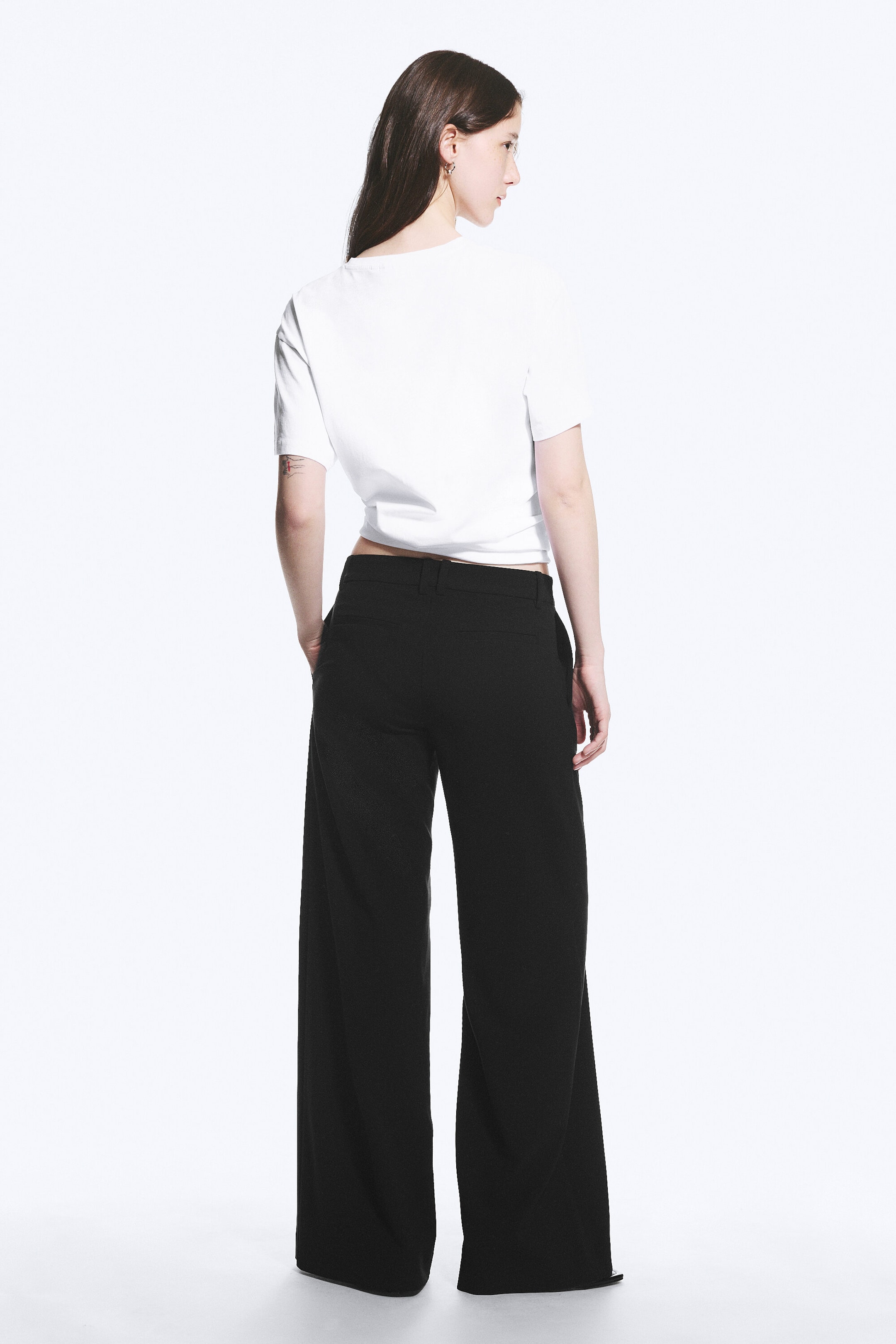 Black - Low Flared Suit Trousers - 3