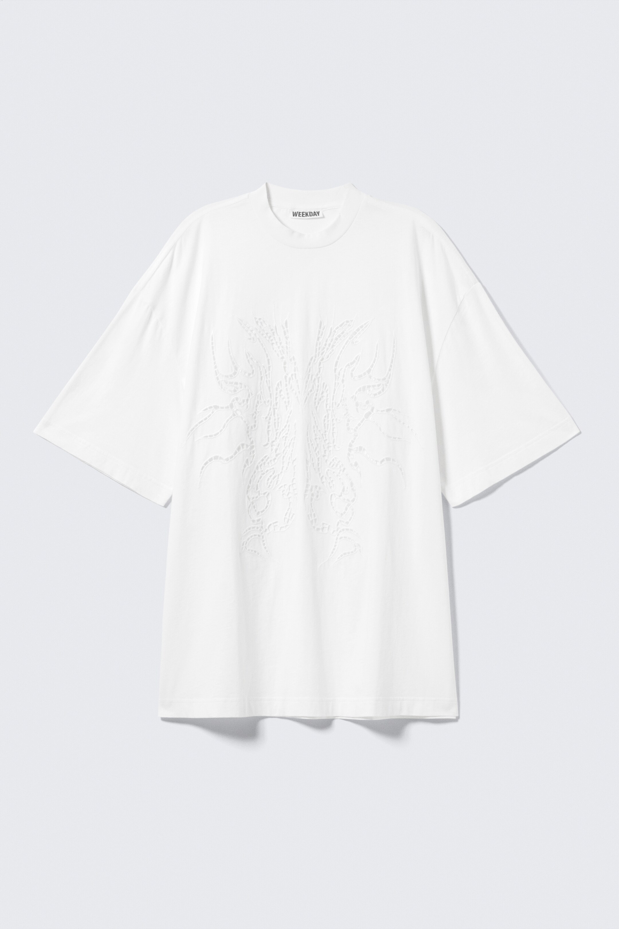 Agrandir l'image: T-shirt oversize avec broderie anglaise - Blanc - FEMME | H&M FR 5