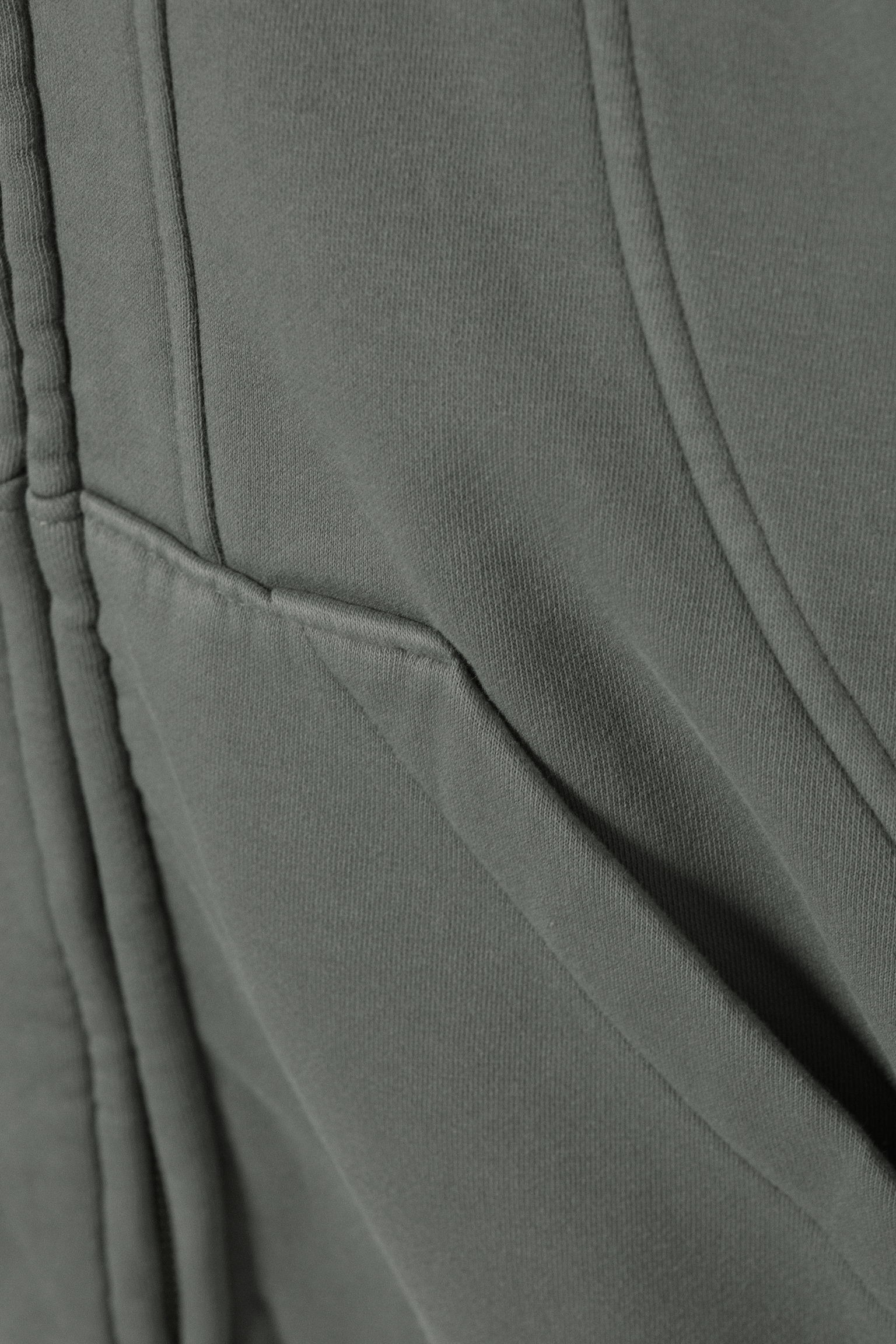 Loose Fit Blocked Zip Hoodie - Szürke/Koptatott fekete - 4