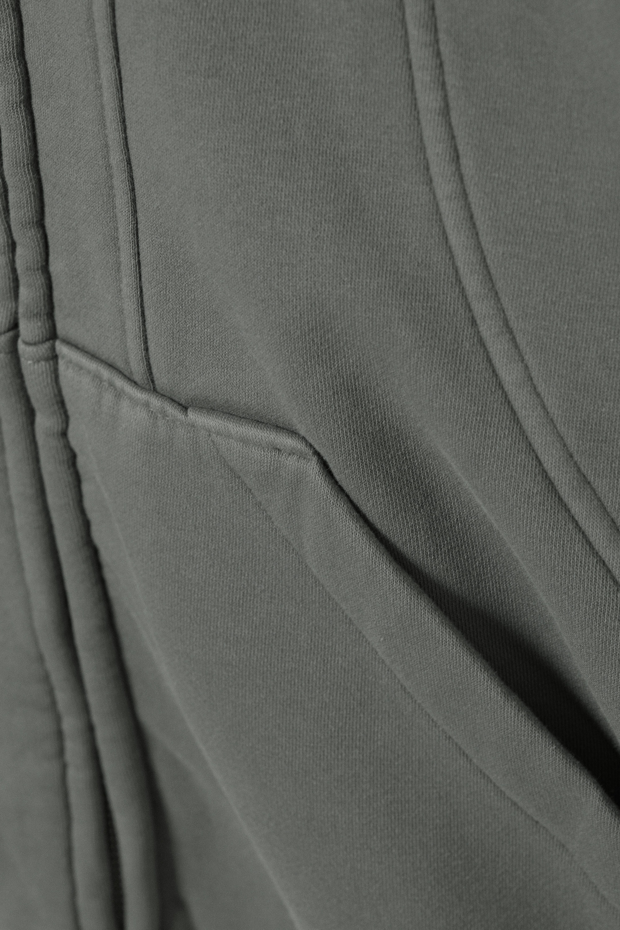 Grau - Locker geschnittener Zip-Hoodie mit Panelnähten - 2