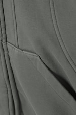 Grey - Loose Fit Blocked Zip Hoodie - 1