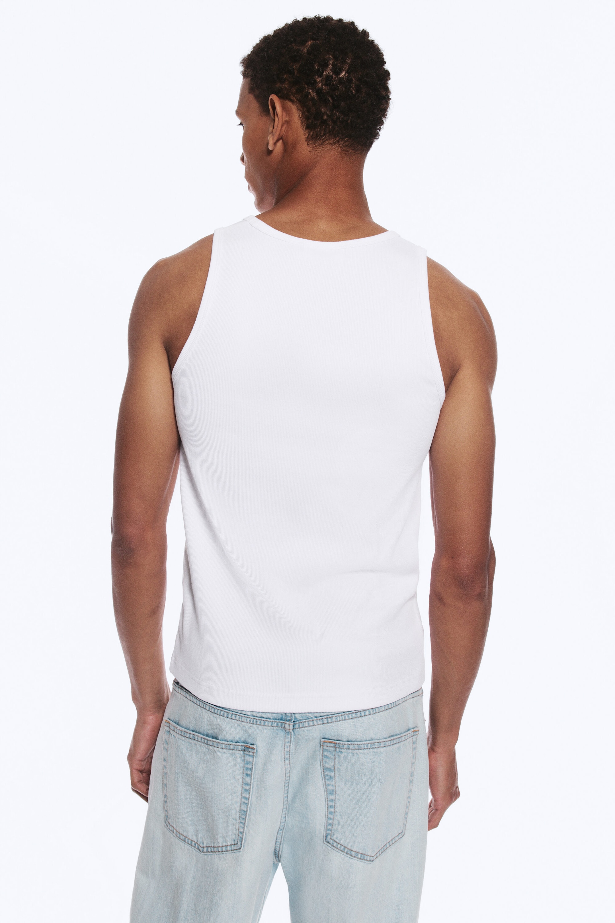 White - Classic Ribbed Tank Top - 1