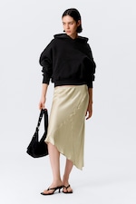 Light Dusty Beige - Low Rise Satin Midi Skirt - 0