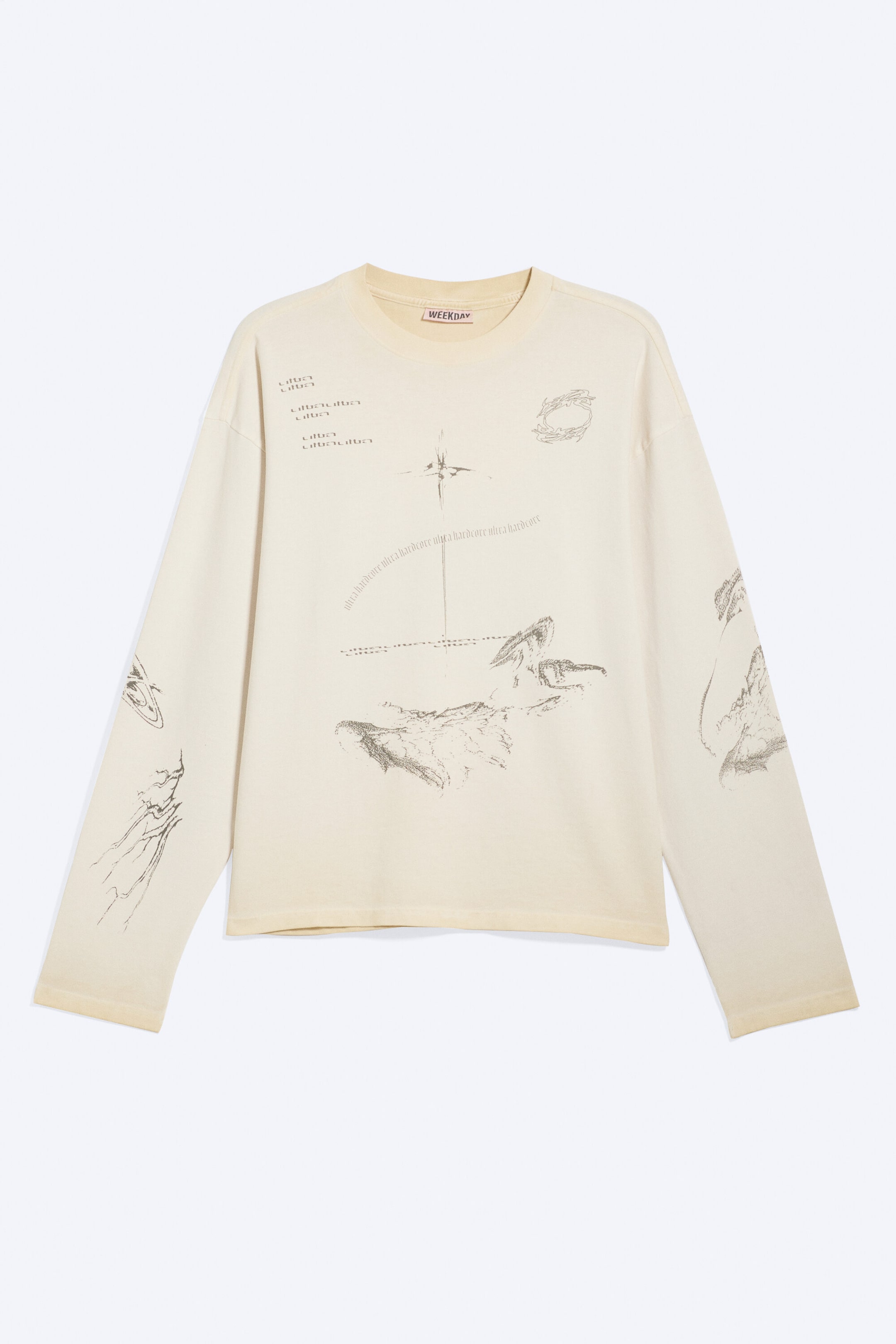 Helles Maulwurfsgrau - Skizze - Kastiges Langarmshirt mit Grafikprint - 3